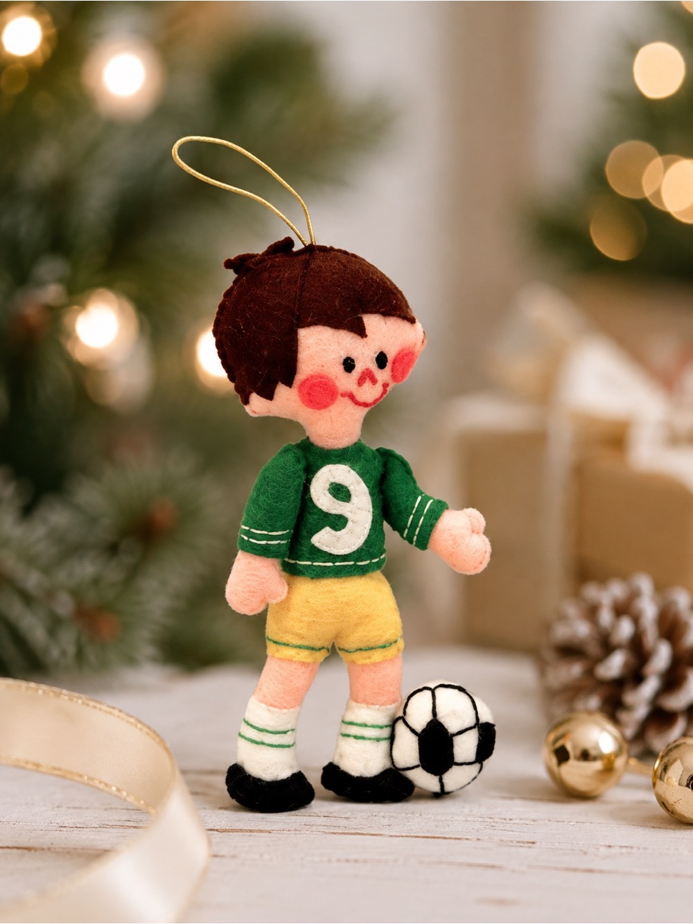 Vintage Bucilla Soccer Player‎ #9 Holiday Christmas Ornament